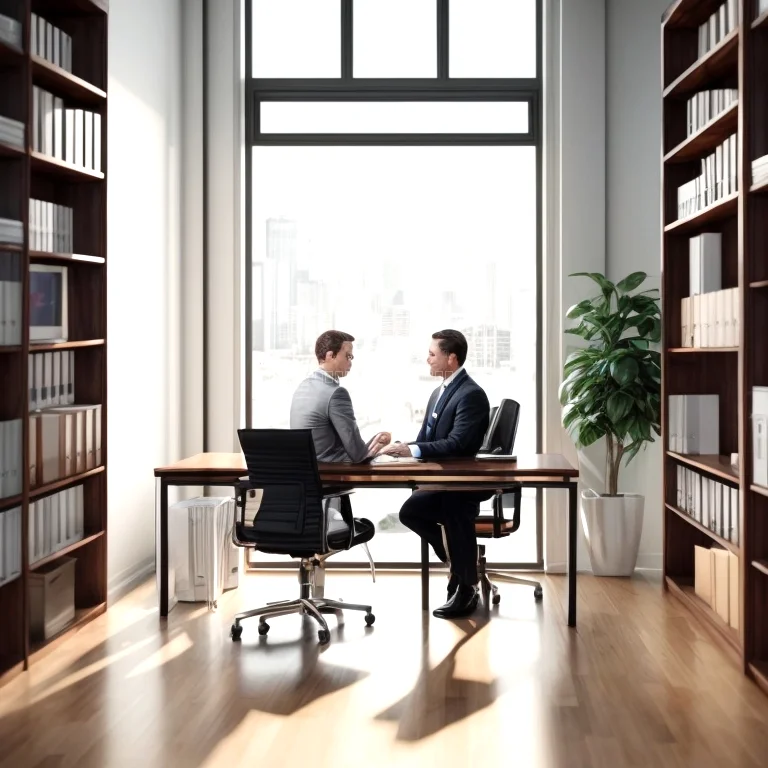 Real estate agent consulting with legal advisor in office